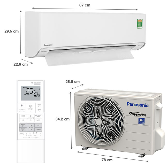Máy lạnh Panasonic Inverter 1.5 HP CU/CS-XU12ZKH-8 nhập khẩu nguyên chiếc từ Malaysia